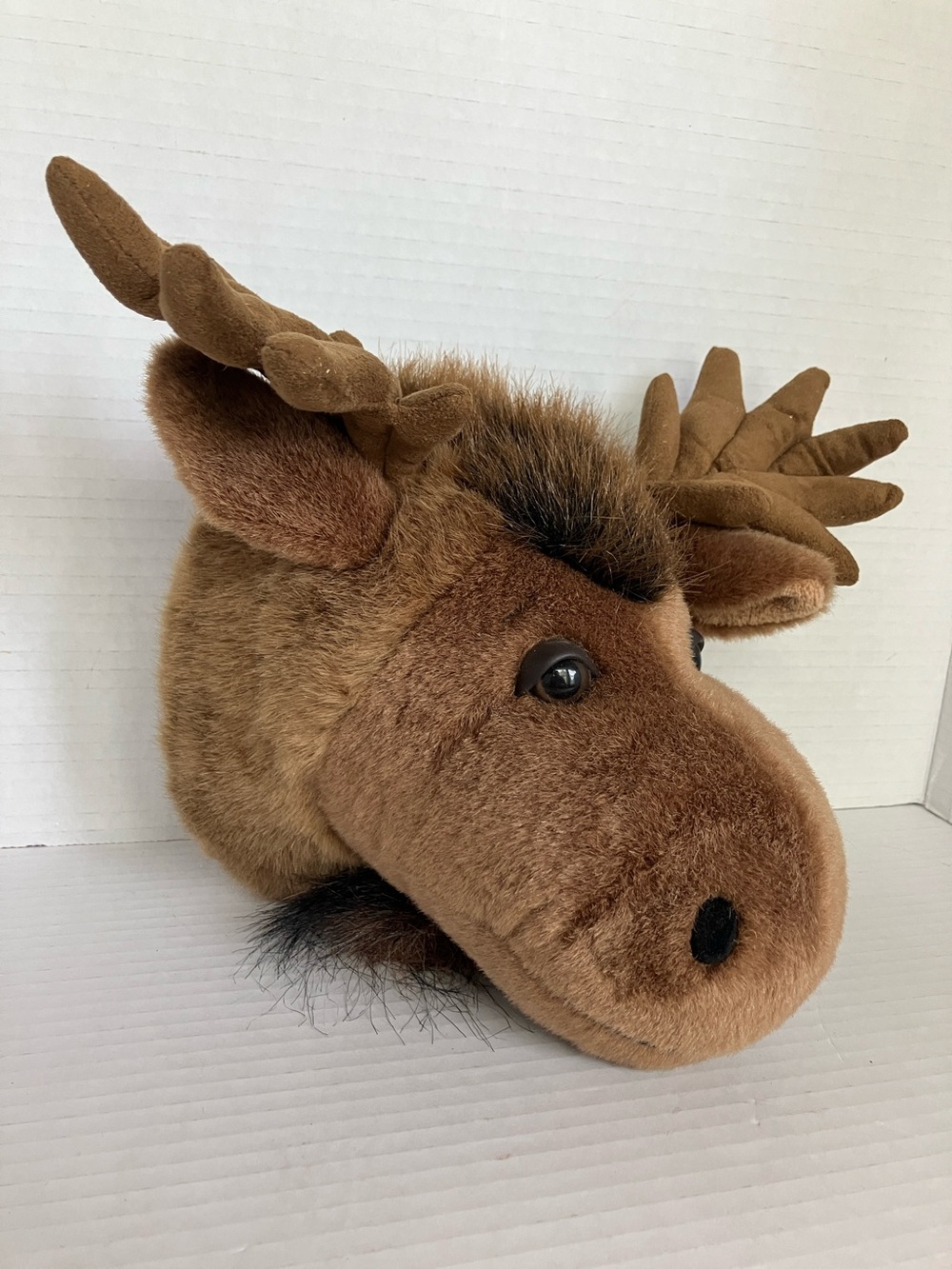 Plush Moose Head Wall Mount - Brown Faux Fur Approximately 8x10 with 6” base